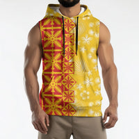 Kahili Quilt Hawaii Sleeveless Hoodie Tropical Flower Seamless Half Style LT14 - Polynesian Pride