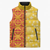 Kahili Quilt Hawaii Sleeveless Puffer Jacket Tropical Flower Seamless Half Style LT14 Unisex Yellow - Polynesian Pride