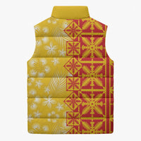 Kahili Quilt Hawaii Sleeveless Puffer Jacket Tropical Flower Seamless Half Style LT14 - Polynesian Pride