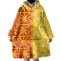 Kahili Quilt Hawaii Wearable Blanket Hoodie Tropical Flower Seamless Half Style LT14 - Polynesian Pride