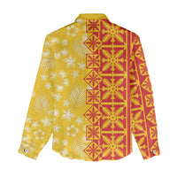 Kahili Quilt Hawaii Women Casual Shirt Tropical Flower Seamless Half Style