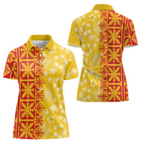 Kahili Quilt Hawaii Women Polo Shirt Tropical Flower Seamless Half Style