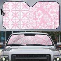 Pastel Pink Kahili Quilt Hawaii Auto Sun Shade Tropical Flower Seamless Half Style