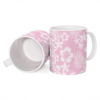 Pastel Pink Kahili Quilt Hawaii Ceramic Mug Tropical Flower Seamless Half Style LT14 - Polynesian Pride