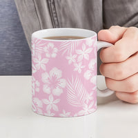 Pastel Pink Kahili Quilt Hawaii Ceramic Mug Tropical Flower Seamless Half Style LT14 - Polynesian Pride