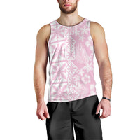Pastel Pink Kahili Quilt Hawaii Men Tank Top Tropical Flower Seamless Half Style LT14 - Polynesian Pride