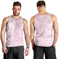 Pastel Pink Kahili Quilt Hawaii Men Tank Top Tropical Flower Seamless Half Style LT14 - Polynesian Pride