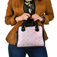 Pastel Pink Kahili Quilt Hawaii Shoulder Handbag Tropical Flower Seamless Half Style