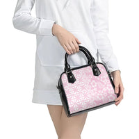 Pastel Pink Kahili Quilt Hawaii Shoulder Handbag Tropical Flower Seamless Half Style
