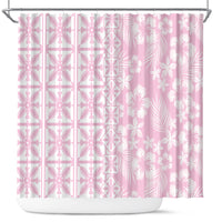 Pastel Pink Kahili Quilt Hawaii Shower Curtain Tropical Flower Seamless Half Style LT14 Pink - Polynesian Pride