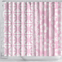 Pastel Pink Kahili Quilt Hawaii Shower Curtain Tropical Flower Seamless Half Style LT14 - Polynesian Pride