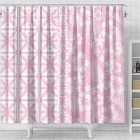 Pastel Pink Kahili Quilt Hawaii Shower Curtain Tropical Flower Seamless Half Style LT14 - Polynesian Pride