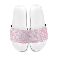 Pastel Pink Kahili Quilt Hawaii Slide Sandals Tropical Flower Seamless Half Style