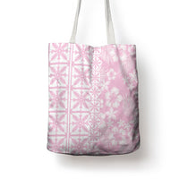 Pastel Pink Kahili Quilt Hawaii Tote Bag Tropical Flower Seamless Half Style
