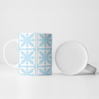 Pastel Blue Kahili Quilt Hawaii Ceramic Mug Tropical Flower Seamless Half Style