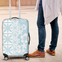 Pastel Blue Kahili Quilt Hawaii Luggage Cover Tropical Flower Seamless Half Style LT14 Blue - Polynesian Pride