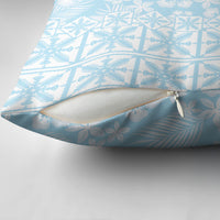 Pastel Blue Kahili Quilt Hawaii Pillow Cover Tropical Flower Seamless Half Style