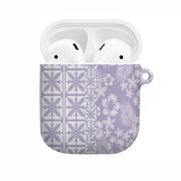 Pastel Purple Kahili Quilt Hawaii AirPods Case Tropical Flower Seamless Half Style LT14 Purple - Polynesian Pride