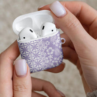 Pastel Purple Kahili Quilt Hawaii AirPods Case Tropical Flower Seamless Half Style LT14 - Polynesian Pride