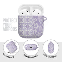 Pastel Purple Kahili Quilt Hawaii AirPods Case Tropical Flower Seamless Half Style LT14 - Polynesian Pride
