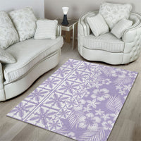 Pastel Purple Kahili Quilt Hawaii Area Rug Tropical Flower Seamless Half Style LT14 - Polynesian Pride
