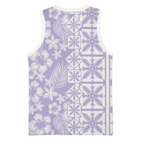 Pastel Purple Kahili Quilt Hawaii Basketball Jersey Tropical Flower Seamless Half Style