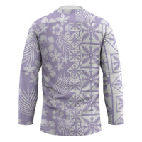 Pastel Purple Kahili Quilt Hawaii Hockey Jersey Tropical Flower Seamless Half Style
