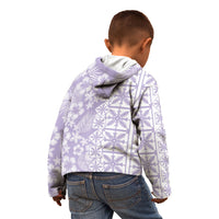 Pastel Purple Kahili Quilt Hawaii Kid Hoodie Tropical Flower Seamless Half Style