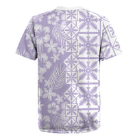 Pastel Purple Kahili Quilt Hawaii Rugby Jersey Tropical Flower Seamless Half Style LT14 - Polynesian Pride