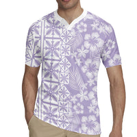 Pastel Purple Kahili Quilt Hawaii Rugby Jersey Tropical Flower Seamless Half Style LT14 - Polynesian Pride