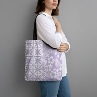 Pastel Purple Kahili Quilt Hawaii Tote Bag Tropical Flower Seamless Half Style LT14 - Polynesian Pride