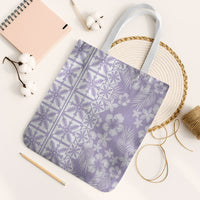 Pastel Purple Kahili Quilt Hawaii Tote Bag Tropical Flower Seamless Half Style LT14 White Strap One Size Purple - Polynesian Pride