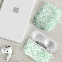 Pastel Green Kahili Quilt Hawaii AirPods Case Tropical Flower Seamless Half Style LT14 - Polynesian Pride