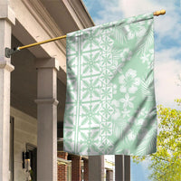 Pastel Green Kahili Quilt Hawaii Garden Flag Tropical Flower Seamless Half Style LT14 House Flag Green - Polynesian Pride