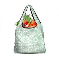 Pastel Green Kahili Quilt Hawaii Grocery Bag Tropical Flower Seamless Half Style LT14 1-pack One Size Green - Polynesian Pride