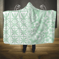 Pastel Green Kahili Quilt Hawaii Hooded Blanket Tropical Flower Seamless Half Style LT14 - Polynesian Pride