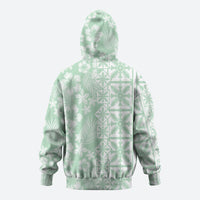 Pastel Green Kahili Quilt Hawaii Hoodie Tropical Flower Seamless Half Style LT14 - Polynesian Pride