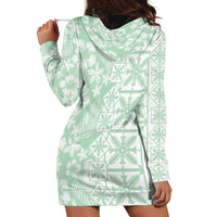 Pastel Green Kahili Quilt Hawaii Hoodie Dress Tropical Flower Seamless Half Style LT14 - Polynesian Pride