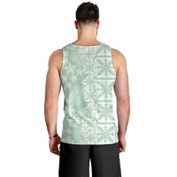 Pastel Green Kahili Quilt Hawaii Men Tank Top Tropical Flower Seamless Half Style LT14 - Polynesian Pride