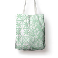 Pastel Green Kahili Quilt Hawaii Tote Bag Tropical Flower Seamless Half Style LT14 - Polynesian Pride