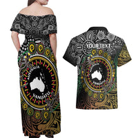 Personalised Australia And Vanuatu Couples Matching Off Shoulder Maxi Dress and Hawaiian Shirt Aboriginal Lizard Polynesia Ni-Van Pig Tusk LT14 - Polynesian Pride