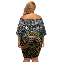 Personalised Australia And Vanuatu Family Matching Off Shoulder Short Dress and Hawaiian Shirt Aboriginal Lizard Polynesia Ni-Van Pig Tusk LT14 - Polynesian Pride