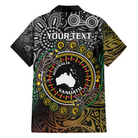 Personalised Australia And Vanuatu Family Matching Puletasi and Hawaiian Shirt Aboriginal Lizard Polynesia Ni-Van Pig Tusk LT14 - Polynesian Pride