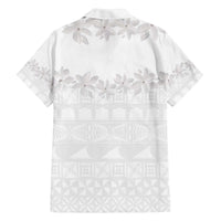 Tokelau White Sunday Family Matching Puletasi and Hawaiian Shirt Polynesian Pattern Gardenia Thunbergia