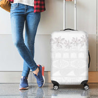 Tokelau White Sunday Luggage Cover Polynesian Pattern Gardenia Thunbergia