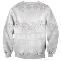 Tokelau White Sunday Sweatshirt Polynesian Pattern Gardenia Thunbergia