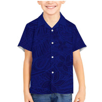 Blue Polynesia Family Matching Mermaid Dress and Hawaiian Shirt Polynesian Pattern Mix Plumeria