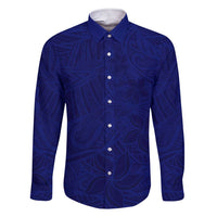 Blue Polynesia Family Matching Short Sleeve Bodycon Dress and Hawaiian Shirt Polynesian Pattern Mix Plumeria LT14 Dad's Shirt - Long Sleeve Blue - Polynesian Pride