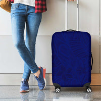 Blue Polynesia Luggage Cover Polynesian Pattern Mix Plumeria
