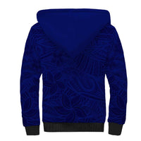 Blue Polynesia Sherpa Hoodie Polynesian Pattern Mix Plumeria